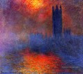 Chambres du Parlement Effet de la lumière du soleil dans le brouillard Claude Monet